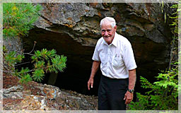 Bernie McMahon Kootenay historian, former Cominco Public Relations, and Liberty CRO by old Ainsworth adit